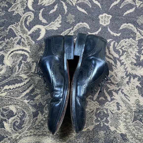 Vintage All Leather Wingtip Oxford Dress Shoes Mens Size 9 Comfort Plus Soles - Picture 6 of 10